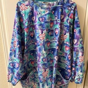 Colorful Heart Patterned Women's Scrub Jacket